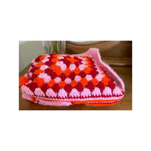Knit Floral Backpack Handbag Handmade Crochet Boho Festival Colorful Bag &Wallet - Picture 6 of 15